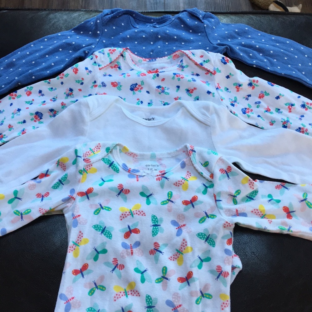 Bundle of 4 long sleeve baby girl onesies 18 mon